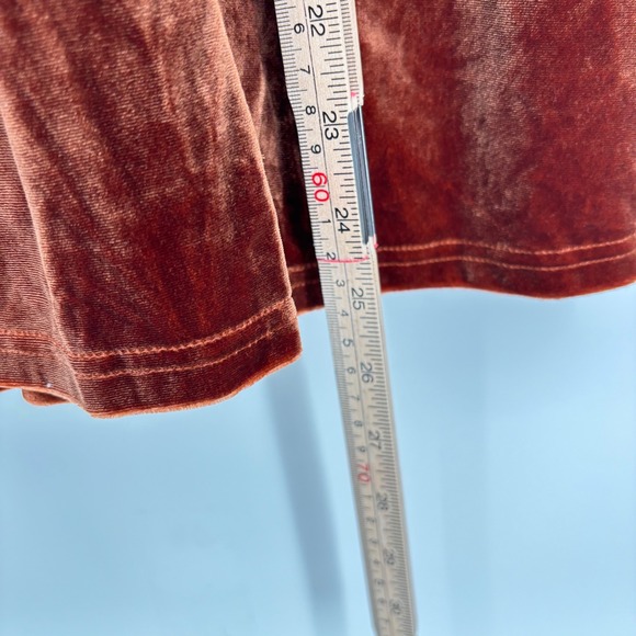Revelry Billie Velvet Maxi Dress Sz 6 Rust Button High Slit Spaghetti Strap - Picture 14 of 14